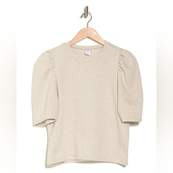 Nordstrom Melrose and Market Puff sleeve fleece cropped blouse - Picture 2 of 6